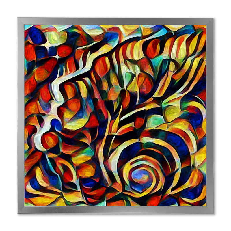 Abstrait, impression d'art mural moderne sur bois, Cadre photo argenté, H 30 po x l 30 po x P 1 po