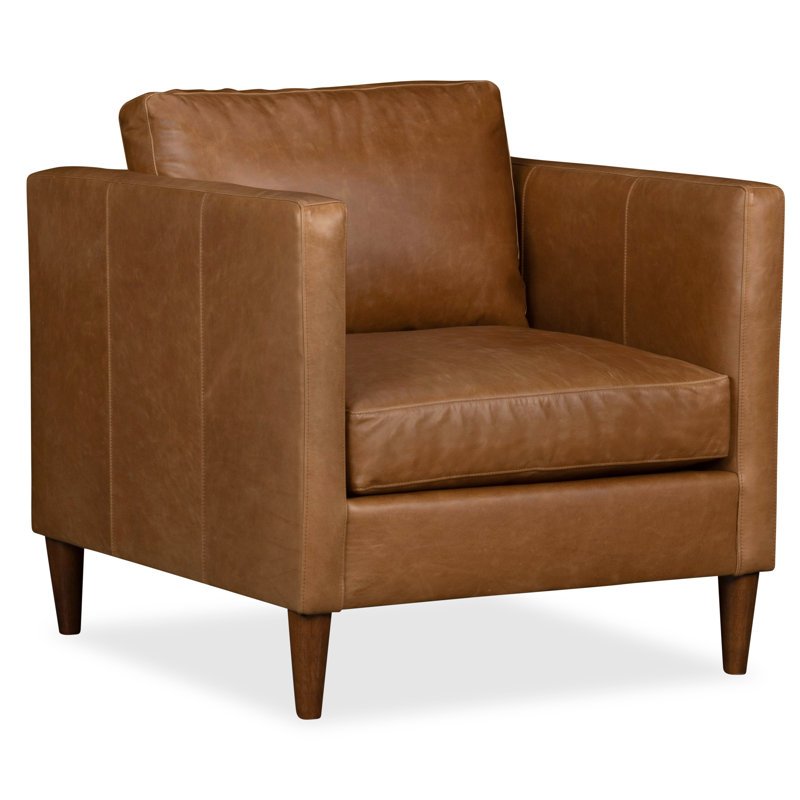 Fauteuil Clifford, Cuir véritable brun moyen Bistro