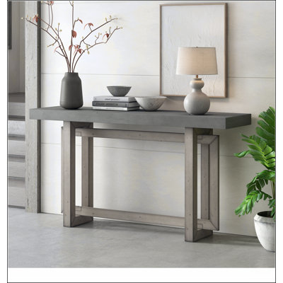 Console contemporaine avec plateau en bois, table d'entrée très longue pour hall d'entrée, couloir, salon, vestibule, couloir