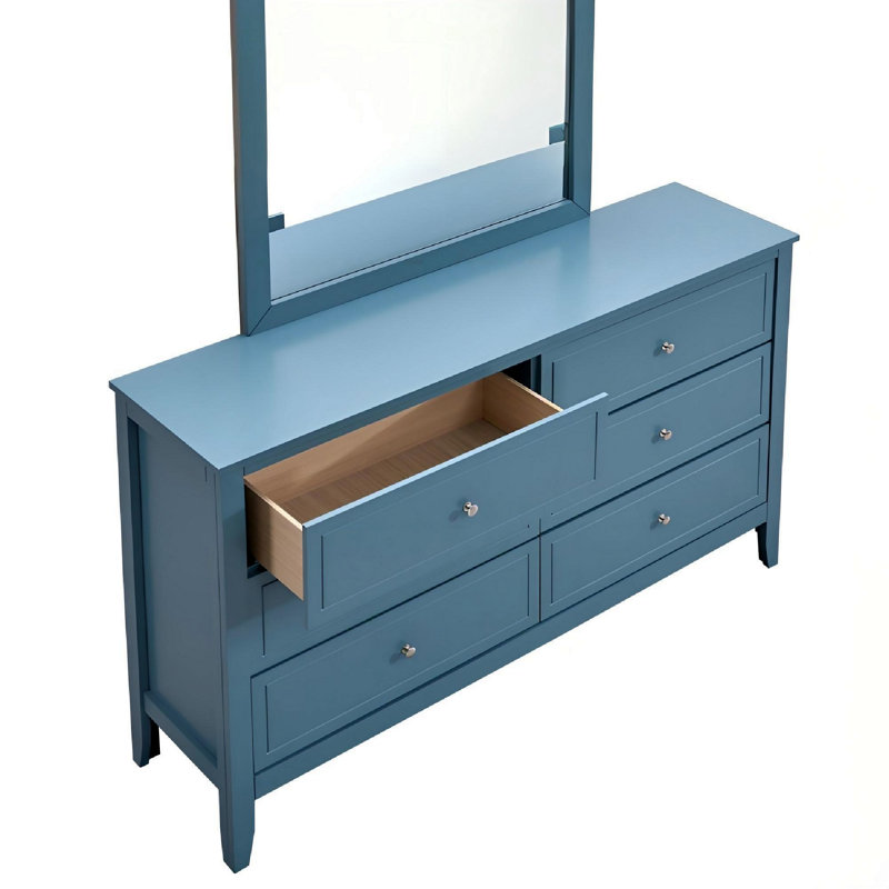 Commode 6 tiroirs Woonden, Sarcelle