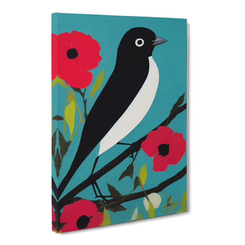 CAN-V0523-1479X Magpie Bird Pop - Wrapped Canvas Print, 60cm H x 40cm W x 3cm D