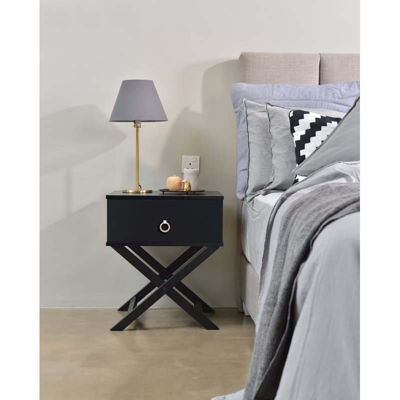 muir 50.2 cm W Bedside Table, Black