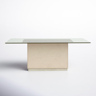 Trevor Glass Top Solid Wood Base Dining Table