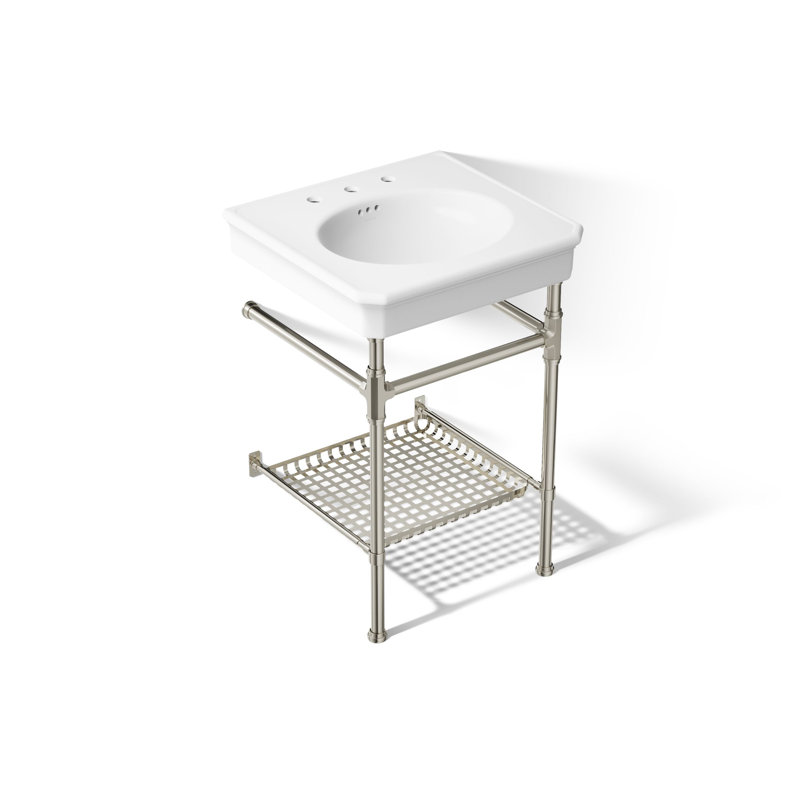 Lavabo de salle de bain à console rectangulaire 24 "Claude by Studio McGee, Blanc / nickel poli éclatant, Robinet espacé