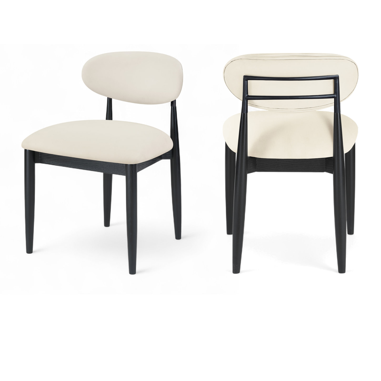 Eligah Performance Upholstered Dining Side Chair, Cream, Stained Black / Powder Coated Black