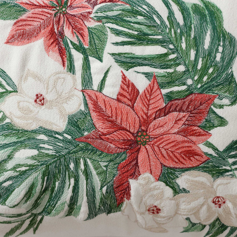 Pillow Cover & Insert, Rectangular, 15" H x 20" W, Red/Green/White Floral
