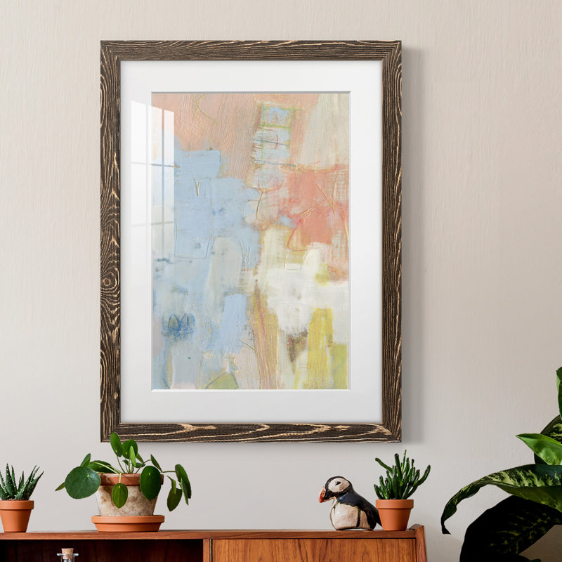 Cully I - peinture encadrée, Encadré de bois de noyer, H 43,5 po x l 31,5 po x P 1 po