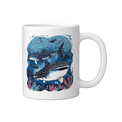 Sea Animal Ceramic Mug, White, 11oz