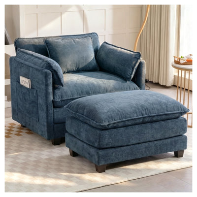 Canapé-lit surdimensionné Aged Blue Boucle