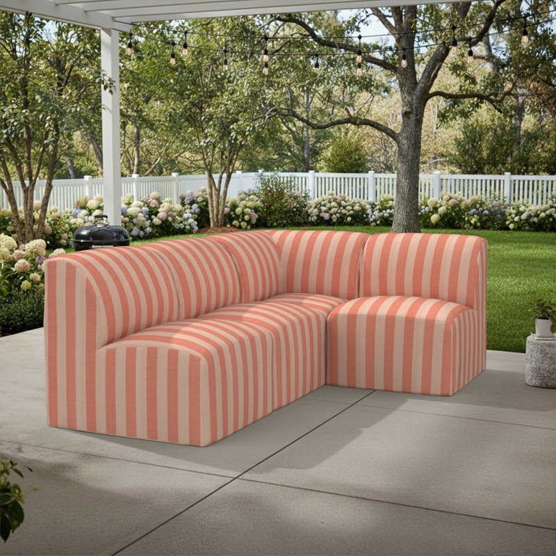 Praia Essie Sunbrella® Outdoor Sofa, Expressive Blush Striped Sunbrella®