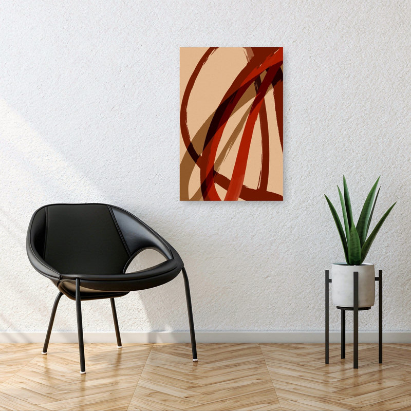 Crimson Curves Abstract Bold Contemporary Wall Art Print, 91.44cm H x 60.96cm W