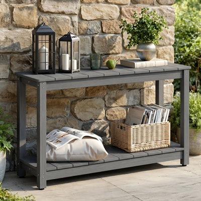 Rectangular Outdoor All-Weather Console Table, Gray