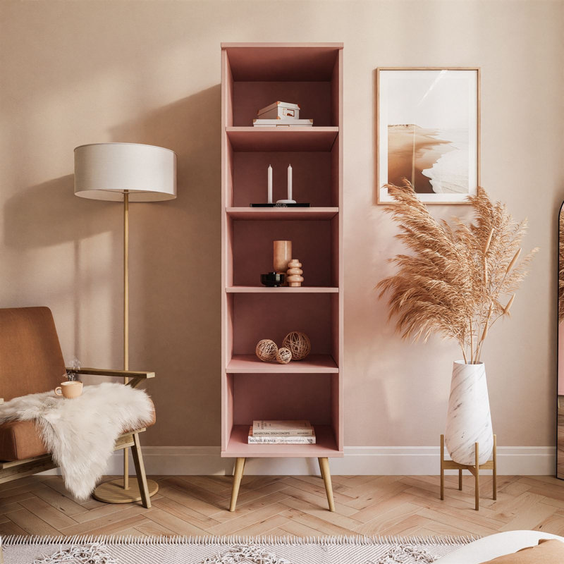 Yadira 180cm H x 46cm W Standard Bookcase, Pink