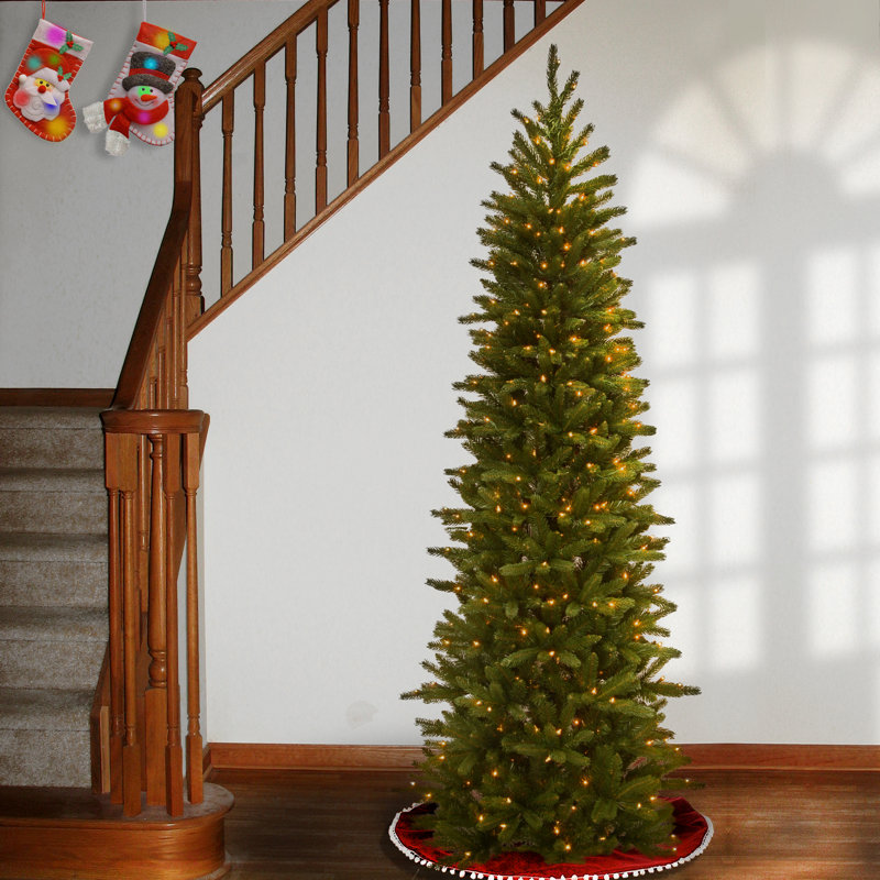 The Holiday Aisle® Grande Fir Pencil Slim Tree with Clear Lights, 7.5'