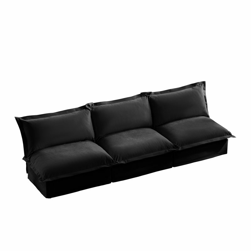 Canapé modulaire sans accoudoirs Aumiller, H 34,6 po x l 109,8 po x P 33 po, Noir, Chenille