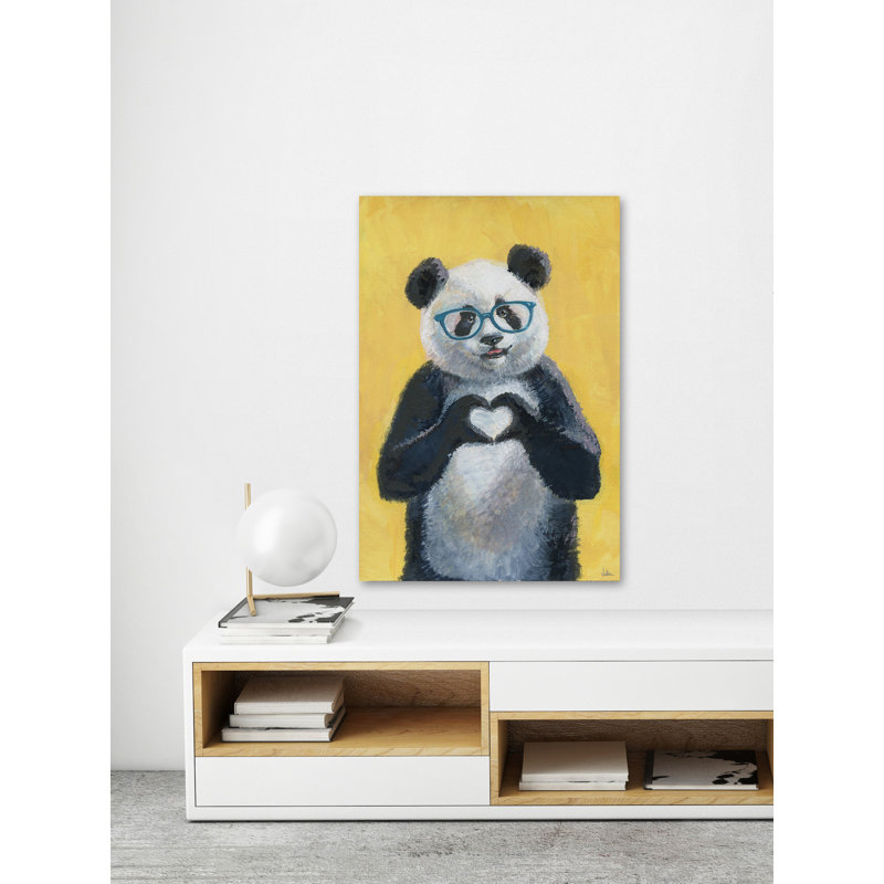 «I Heart Panda» par Alexys, reproduction sur toile tendue, H 30 po x l 20 po x P 1,5 po