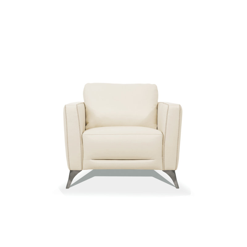 Fauteuil en cuir crème de Valence (assemblé), Cream Leather