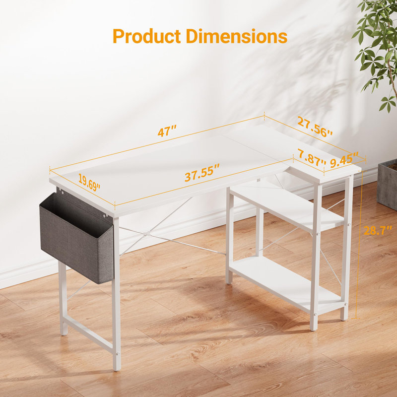 Bureau d'ordinateur en L 47 pouces