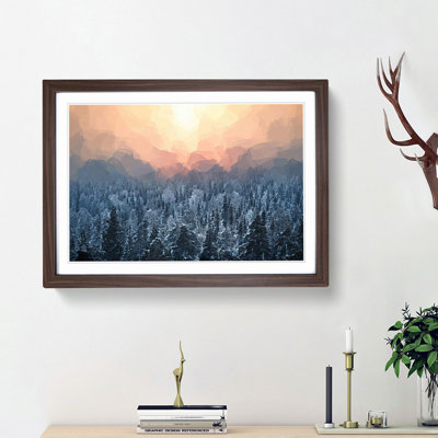 Sun High over Winter a Forest in Abstract - Picture Frame Graphic Art Print on MDF