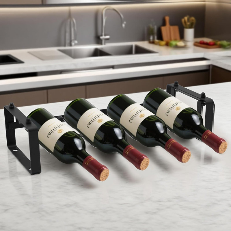 Support à vin empilable pour 4 bouteilles - Support à vin compact en métal pour comptoir