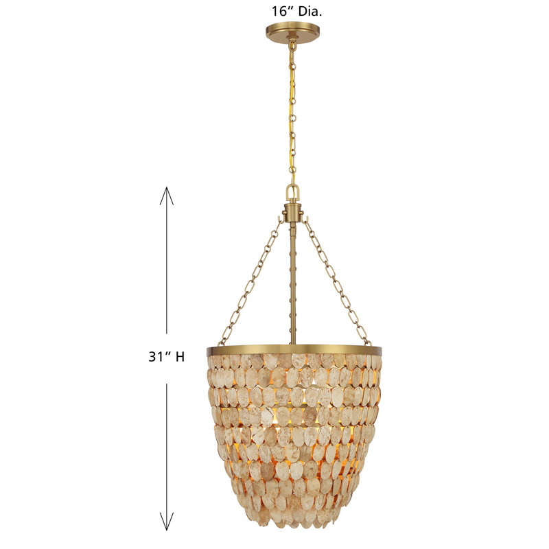 Catalan 4-Light Pendant in Warm Brass by Breegan Jane