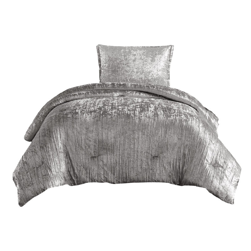White Twin Velvet 2-Piece Comforter Set