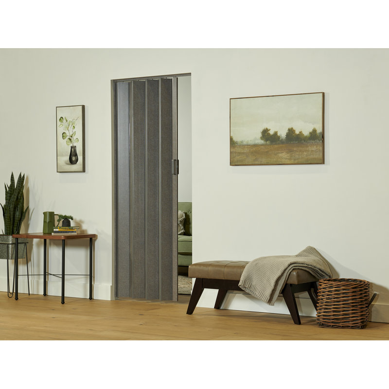 Spectrum Elite Flush PVC/Vinyl Accordion Door, 36" x 80", Gray Linen