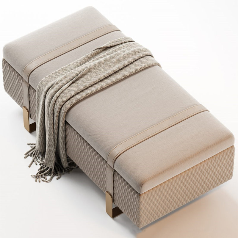 Repose-pieds de rangement rembourré avec motif à losanges de style italien moderne