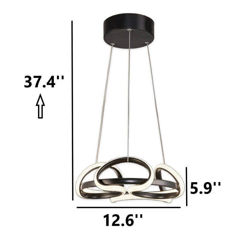 Lustre à hauteur réglable à DEL Orbit Wave 4500 / 6500K, Noir