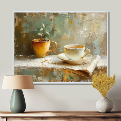 Tasse de café blanche et beige blanche - Art mural café