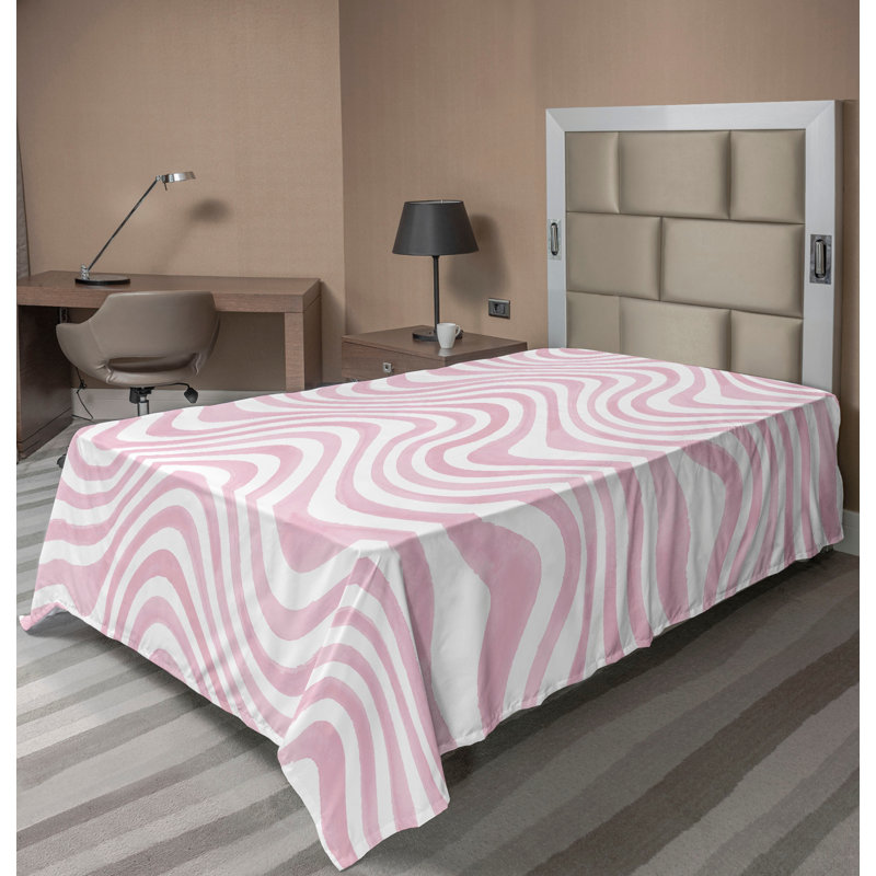 Drap plat moderne de style bohème Ambesonne, Drap plat pour lit simple TG, Rose pâle / motif abstrait rose pastel