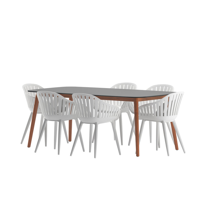 Ensemble de salle à manger 6 personnes Anautica, Blanc