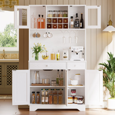 Kitchen Pantry Storage Cabinet 72"" Height, Freestanding Kitchen Hutch Cabinet With Microwave Stand, Food Pantry Cabinet With Doors And Drawer For Kitc -  Winston Porter, 8CDA0E749C4F4AD1AD506A8F2C732AD9