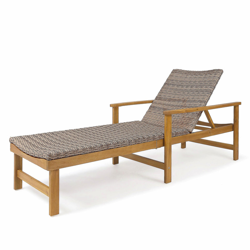 Chaise longue en bois et osier Hampton