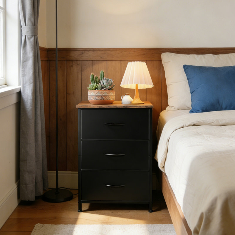 40cm W 3 - Drawer Chest of Drawers, Black/Walnut