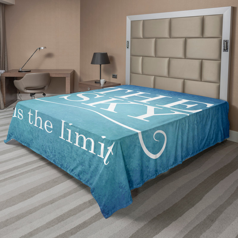 Drap plat Ambesonne sur fond blanc avec message bleu et blanc