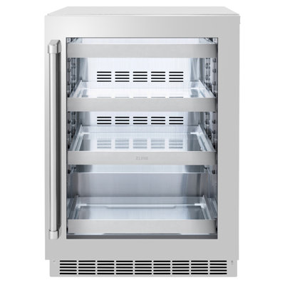 ZLINE 24 in. Touchstone 151 Can Beverage Fridge With Stainless Steel Glass Door