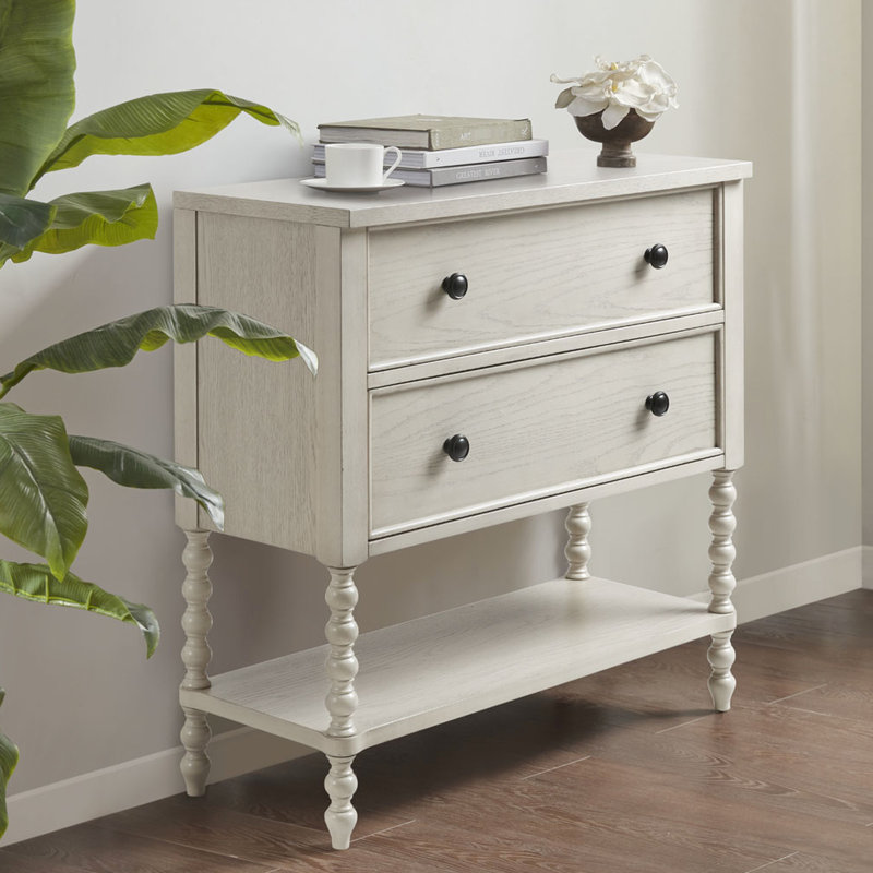 Commode décorative 2 tiroirs avec cadre et style pour la décoration de l'espace de vie, Naturel
