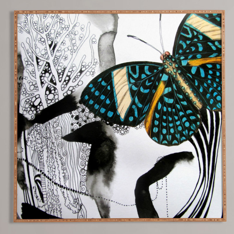 «Ink Black Butterfly» par Deb Haugen - impression encadrée sur bois, H 12 po x l 12 po x P 1 po