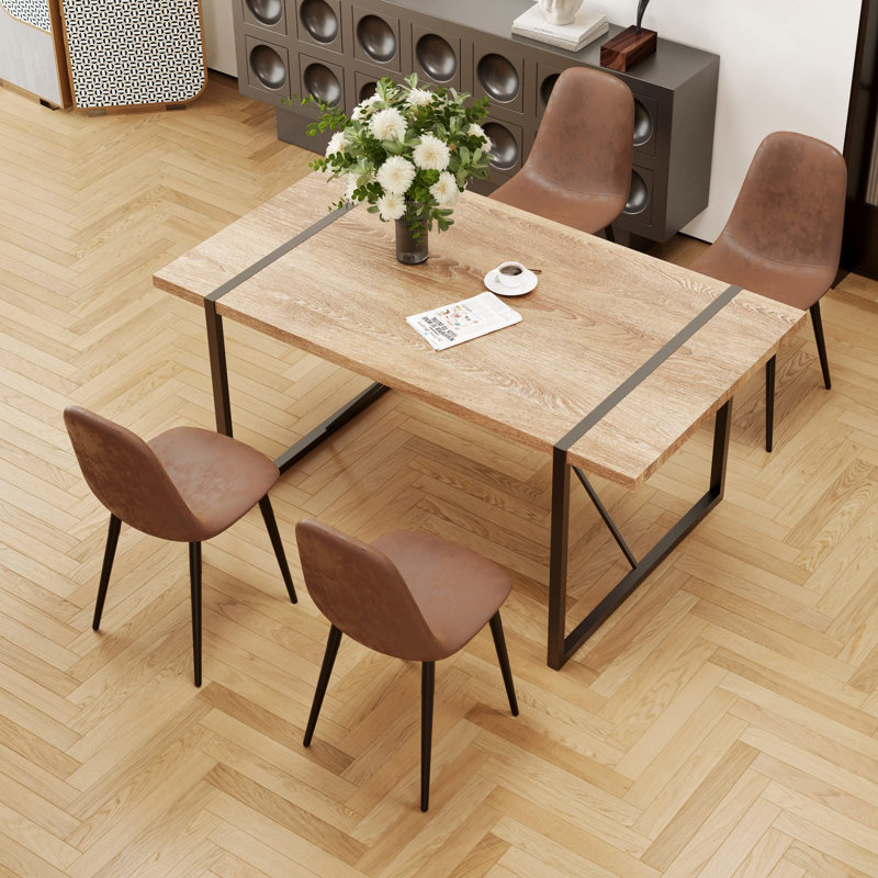 Ensemble de table de salle à manger 55 po, Brun, 5 pièces: table, 4 chaises