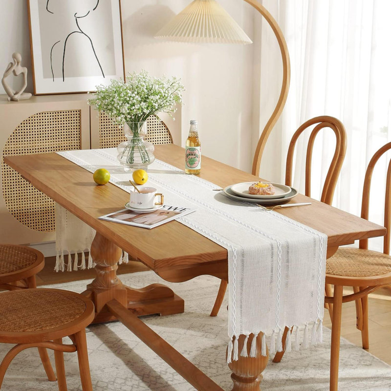 Soly Runner No Pattern Linen Blend Table Runner, 13" W x 72" L
