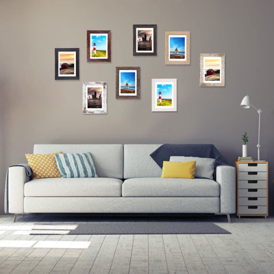 5X7 Picture Frames Set Of 8, Rustic Picture Frames Multi Wood-Color,Vertical And Horizontal Formats For Wall Hanging And Tabletop Display