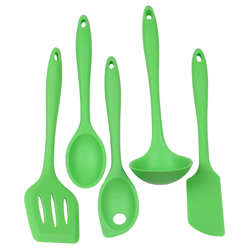 5 Piece Green Premium Silicone Kitchen Tool Set