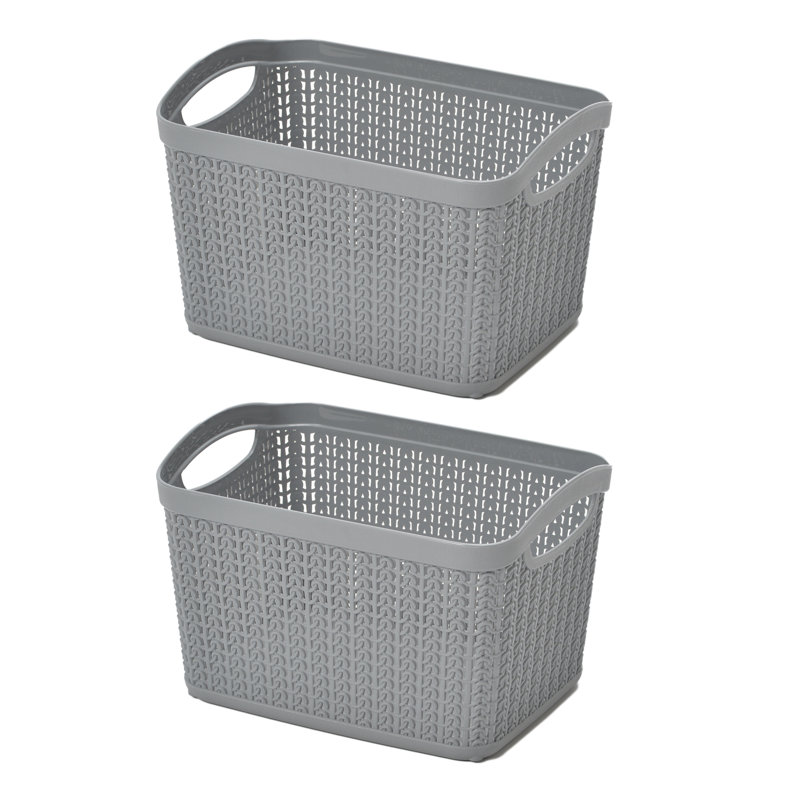 JVL Plastic Decorative Basket, Grey