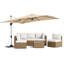 Parasol en porte-à-faux décalé en aluminium avec pivotement et inclinaison à 360 °, parasol de patio extérieur 10 pi avec manivelle et auvent ventilé, base vendue séparément-85856859-129009844-129009848