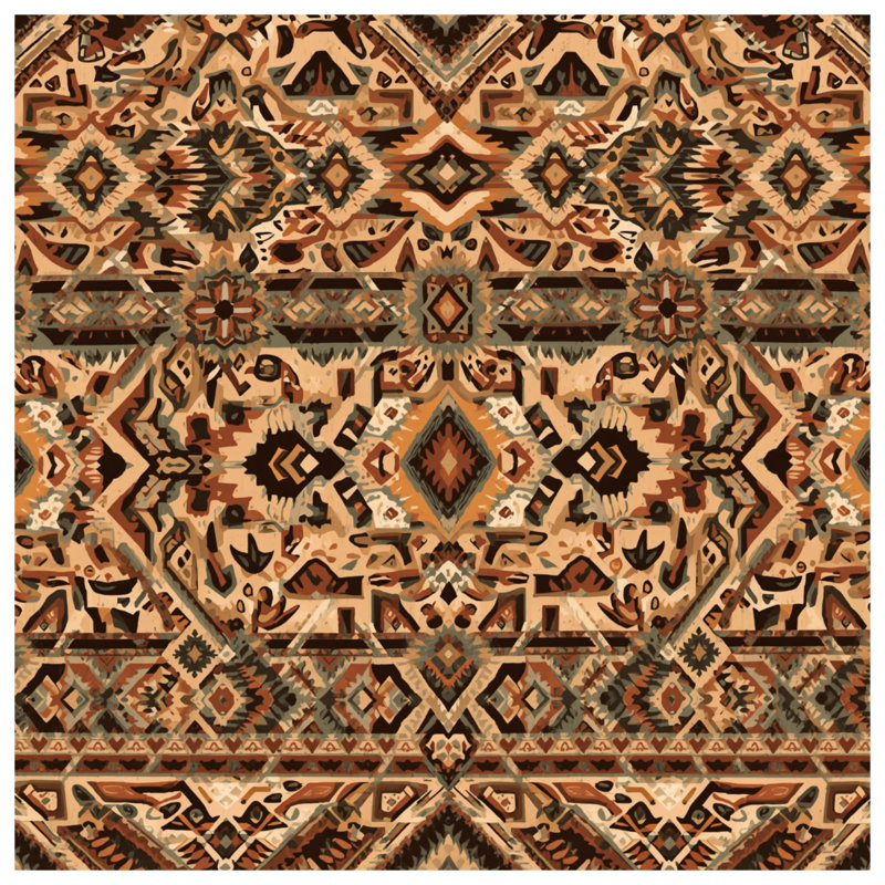 Tapisserie murale complexe à motif aztèque - Décoration murale aztèque, H 50 po x l 60 po avec 4 œillets