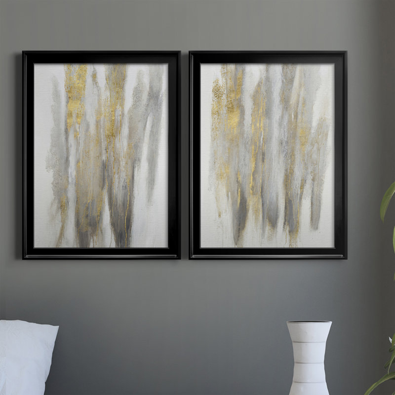 «Free-Flowing I», ensemble de 2 impressions encadrées sur toile, H 24,5 po x l 18,5 po x P 1,25 po, Cadre noir