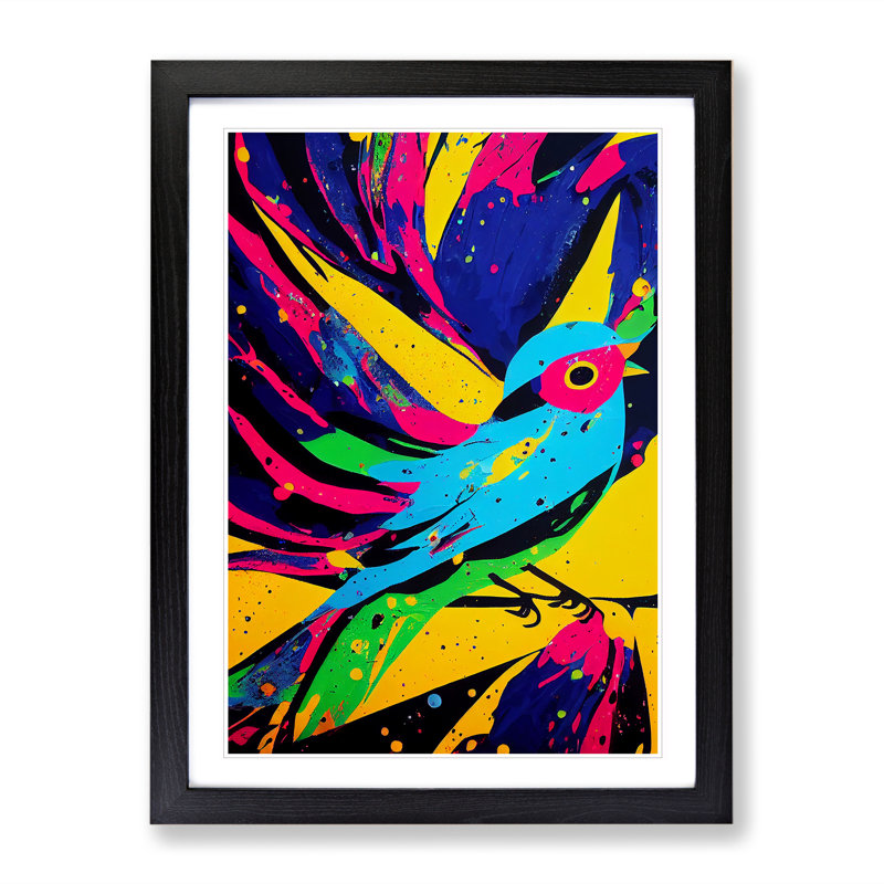 Bird Splash - Print, 66cm H x 48cm W x 2cm D, Black Framed, White