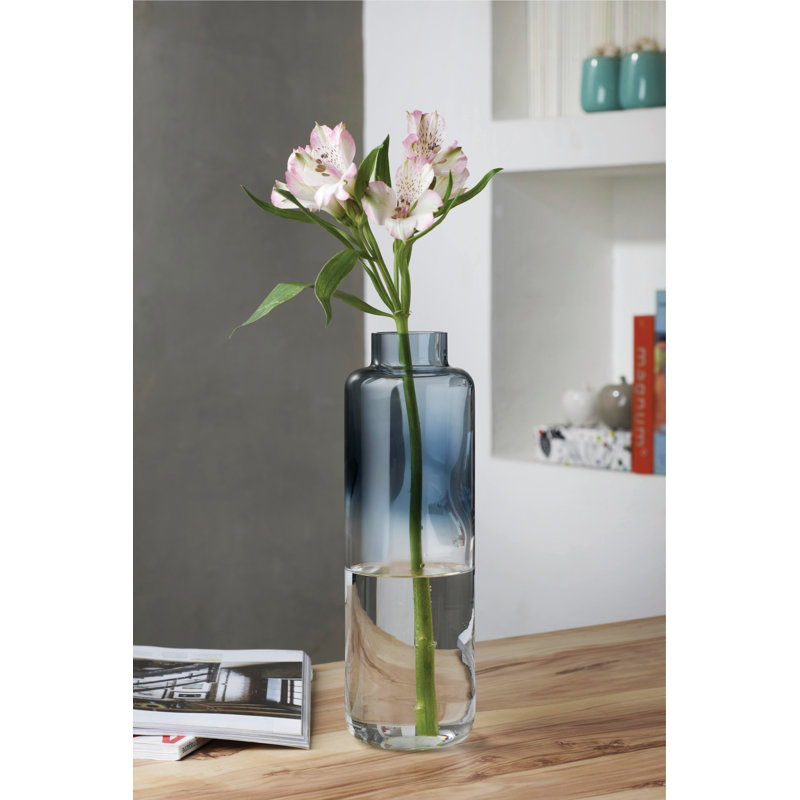 Magnolia Handmade Lead Free Crystal Table Vase, overall height- 11", Steel Blue