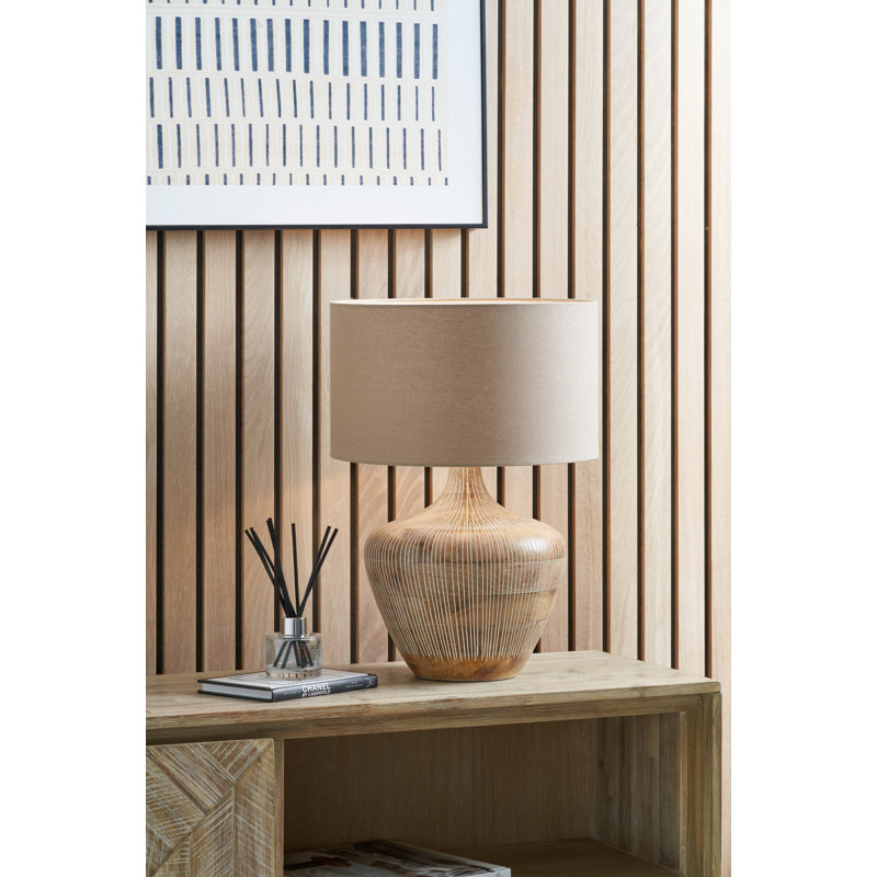 Table Lamp, White, Brown, 20.08" H x 13.78" W x 13.78" D